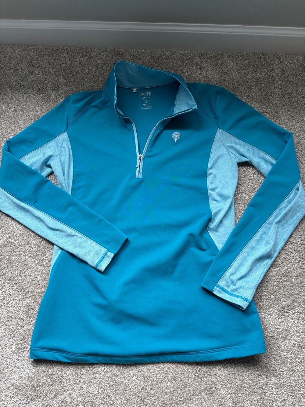 adidas Women's Teal Blue Quarter-Zip Pullover MEDIUM